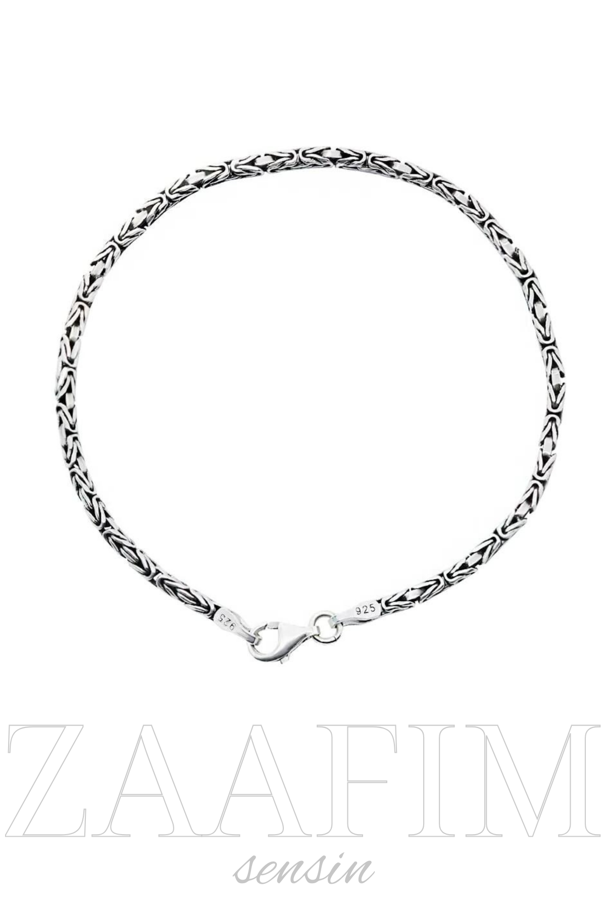 925 Ayar Gümüş Kral Yuvarlak Model Erkek Bileklik