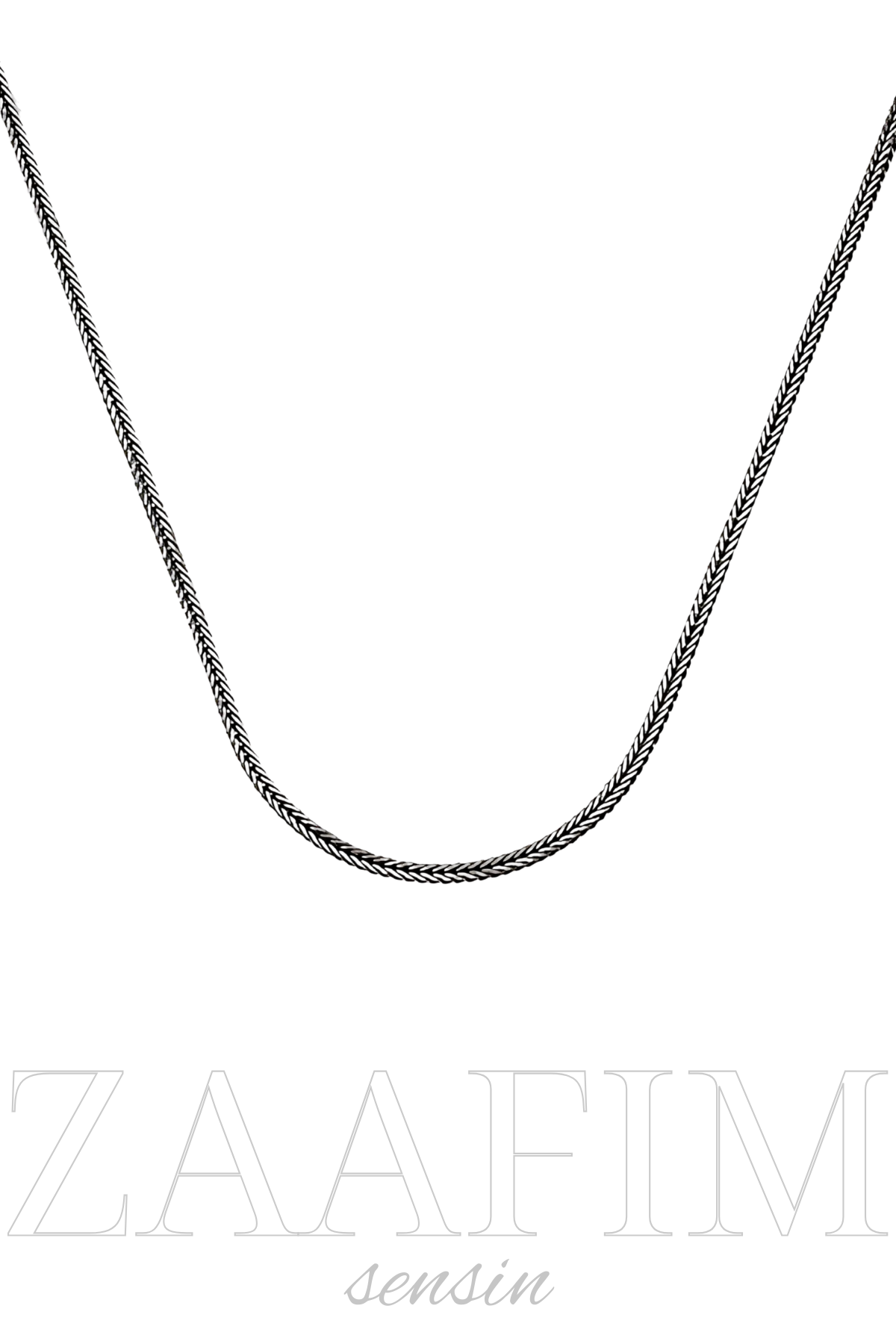 925 Ayar Gümüş Erkek Tilki Kuyruğu Zincir Kolye 3mm