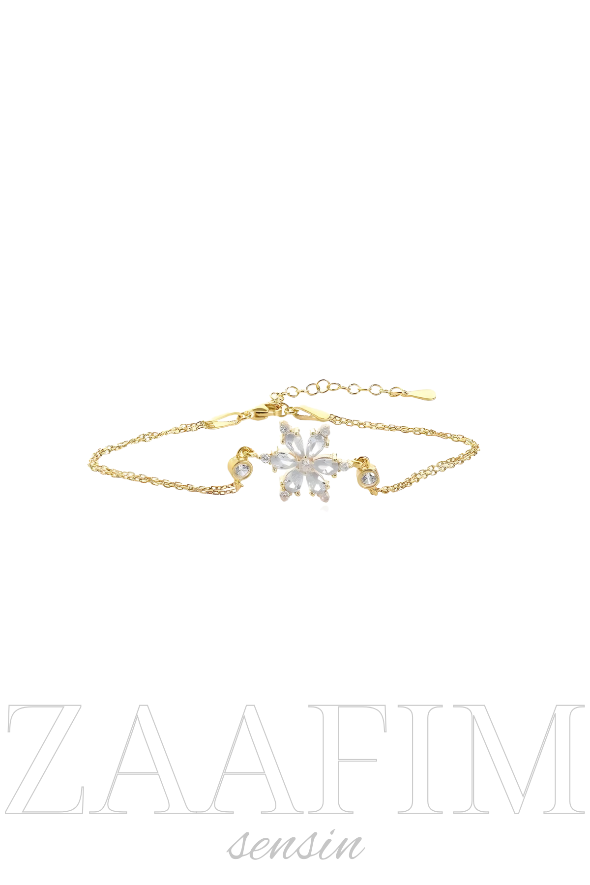 925 Ayar Gümüş Kadın Zirkon Lotus Çiçeği Bileklik