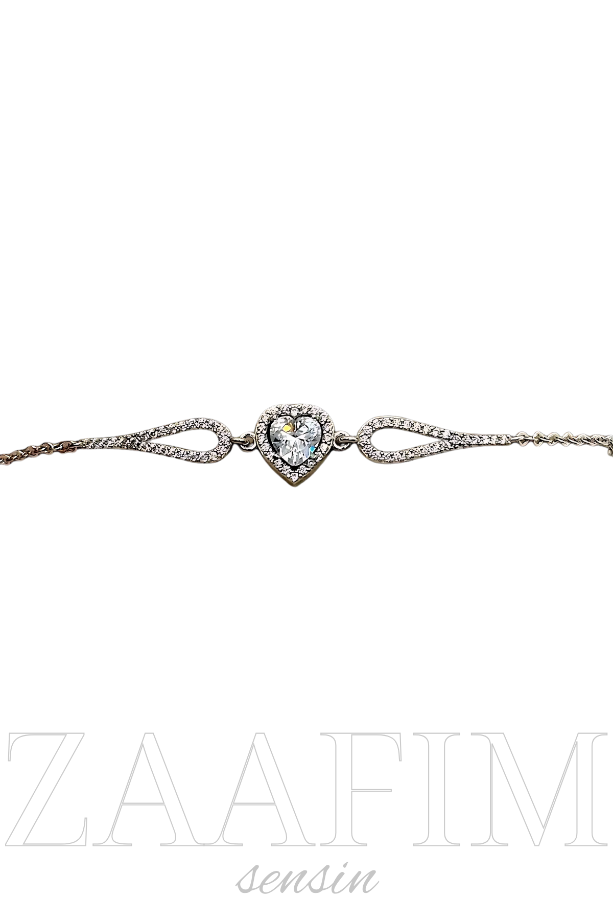 925 Ayar Gümüş Kadın Renkli Taşlı Rodyum ZAAFIM SENSİN Bileklik