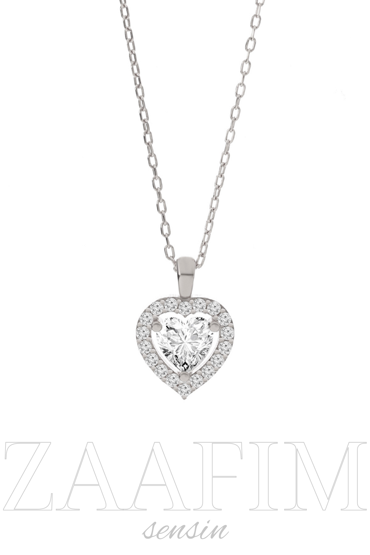 925 Ayar Gümüş Kadın Renkli Taşlı Rodyum ZAAFIM SENSİN Kolye