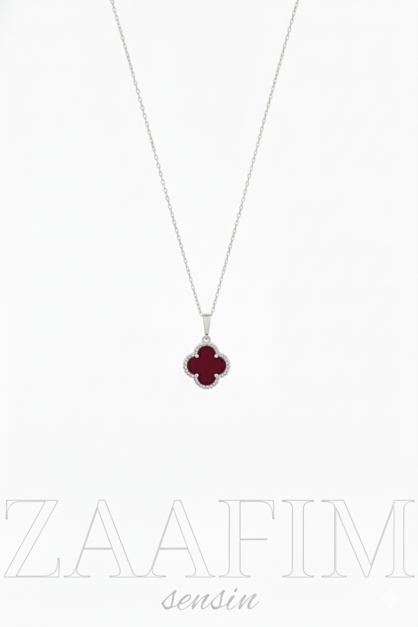 925 Ayar Gümüş Yonca Kadın Kolye